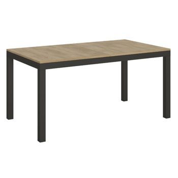 Mesa Rectangular Extensible Evy, 6 A 10 Plazas, L 130 A 234 Cm, Madera Clara Y Metal Antracita