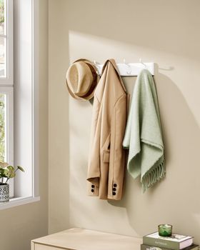 Perchero de pared con 5 ganchos de metal de color blanco nube