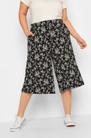 yours culottes negros florales cinturilla elastica mujer curvy y tallas grandes yours