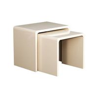 mesas de centro nido racabado brillante set de 2 crema