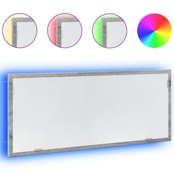 Espejo De Baño Led Madera Ingeniería Gris Sonoma 100x8,5x37 Cm Vidaxl