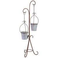 soporte macetero de metal para 2 macetas cobre 28x24x93h cm