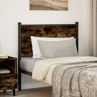 cabecerocabecero camapanel de cabecera de madera de ingenieria y acero roble ahumado 90 cm