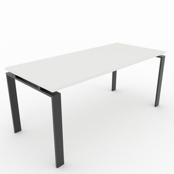 Mesa/escritorio Para Teletrabajo, Oficina Y Hogar. Estructura Marco Abierto Color Negro. Tablero Color Blanco. Fabricado En España. (180 X 80 Cm).