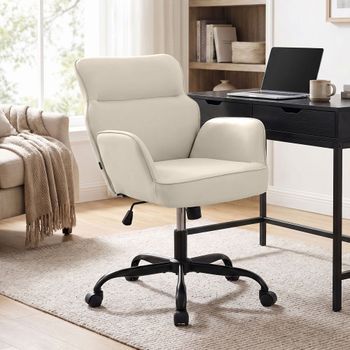 Silla De Oficina Amado En Imitación De Cuero Simil Cuero Crema 68x62x86 Cm Clp