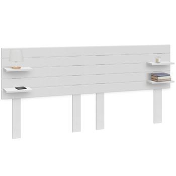 Dhome Cabecero Con Estantes De Madera Reciclada Dm Colgante Pared Estilo Palet Horizontal Con Patas Dual Dividido En 2 Piezas Cama 135/140 Vintage Nordico (210cm Dual, Blanco Sólido)