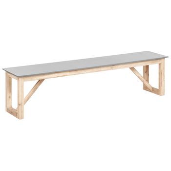 Banco De Jardín Para Exterior Superficie De Cemento Patas De Madera De Acacia Capacidad Para 3 Personas Gris Notteri