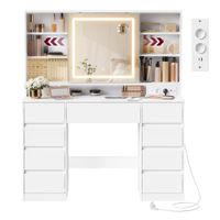 tocador con espejo luz y almacenaje para maquillaje y accesorios 9 cajones