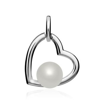 Colgante corazón de plata 925 con perla de agua dulce