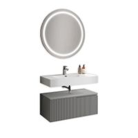 mueble de bano 3 piezas en mdf blanco brillogris mate