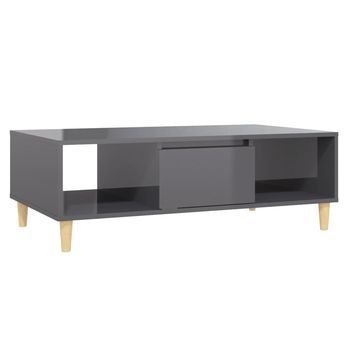 Mesa De Centro，mesa Auxiliar，mesa De Café Madera Contrachapada Gris Brillo 103,5x60x35 Cm