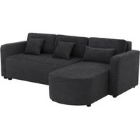 sofa esquinero convertiblereversible de tela charles - 3 plazas - negro