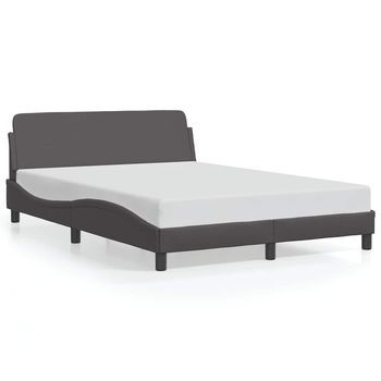 Estructura De Cama Dover Cuero Sintético Gris 140x190 Cm Vidaxl