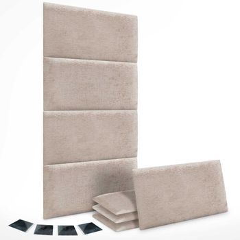 Dhome Juego De 8 Paneles Tapizados De Lana Ecológica Pack Autoadhesivos Para Pared Acústicos Absorbentes Protección (beige, 50x40cm, X8)