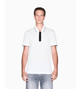 A|X Armani Exchange para hombre. XM001285AF10366U0009 Polo Ideal (XL), Blanco, Casual, Algodón, Manga corta