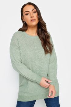 Yours Jersey Liso De Punto Verde Salvia, Mujer Curvy Y Tallas Grandes, Yours