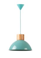 lampara techo metalica agua marina y madera