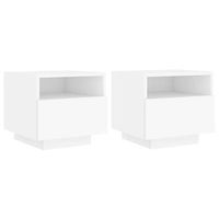 mesitas de noche con luces led 2 unidades blanco 40x39x37 cm vidaxl