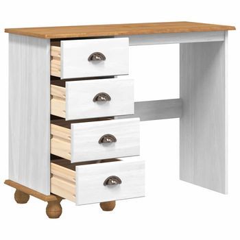 Escritorio Askim 95 X 40 X 75 Cm Madera De Pino Macizo Vidaxl