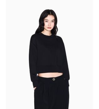 A|X Armani Exchange para mujer. XW001828AF10818UC001 Sudadera de algodón elástico laminado negro (XL), Casual