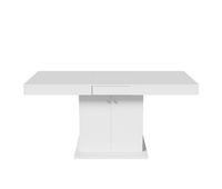 mesa de comedor extensible - con almacenamiento debajo - estilo moderno - blanco