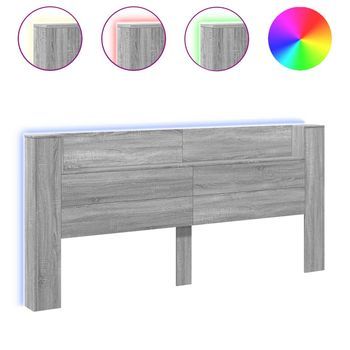 Cabecero De Cama Con Luz Led Gris Sonoma 220x16,5x103,5 Cm