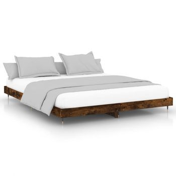 Estructura De Cama Sin Colchón Madera Roble Ahumado 120x200 Cm Vidaxl