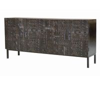 aparador madera de mango y patas metal en nogal oscuro de 85x40x180 cm - giner y colomer
