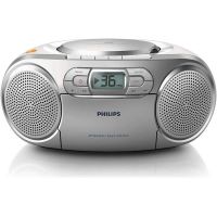 reproductor cd philips az12712 2w rms entrada aux cassette fm portatil gris