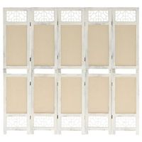 biombo divisor de 5 paneles de tela color crema 175x165 cm vidaxl