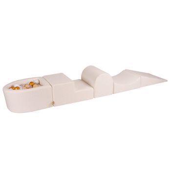 Meowbaby Parque Infantil De Espuma Con Piscina De Bolas, Boucle, Blanco : Blanco/dorado/beige/transparente, 100 Pcs