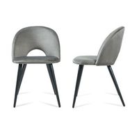 juego de 2 sillas de comedor karijoki terciopelo 77x50x55 cm gris y negro encasa