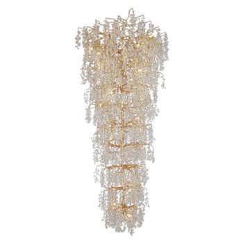 Lámpara de techo ampezzo 44xg9 a.reg.xd.120cm c/cristales transparente y armazón dorada