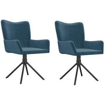 Sillas De Comedor Giratorias 2 Uds | Silla De Cocina Terciopelo Azul