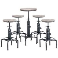 clp juego de 4 taburetes  mesa de bar industrial lynton metal plateado antiguo 99x99x59 cm