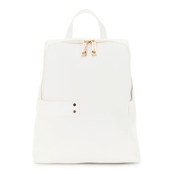 mochila con efecto piel granulada, presilla de tpu y logotipo. white