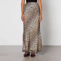 ganni leopard-print chiffon maxi skirt - eu 36uk 8