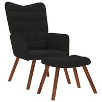 sillon relajante con taburete de terciopelo negro vidaxl