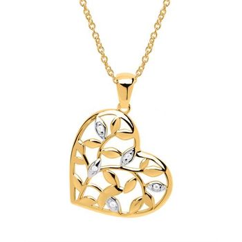 Cadena corazón zarcillos de oro de 8 quilates y circonitas