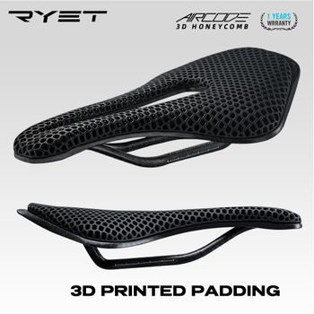 RYET-sillín de bicicleta con estampado 3D, ultraligero, de fibra de carbono, hueco, cómodo, transpirable, para bicicleta de montaña, grava, piezas de asiento de ciclismo