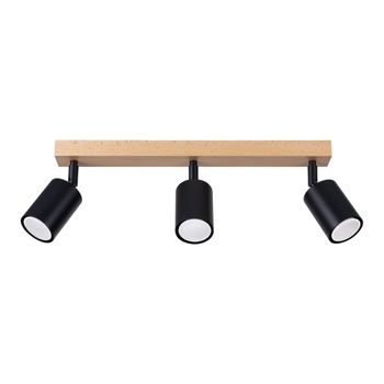 Lámpara de techo madera negra acero/madera alt. 117 cm