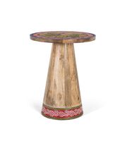 mesa auxiliar de madera de mango con detalles pintados a mano
