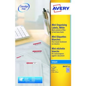Avery White Mini Labels 17.8x10mm J8659-25 270 p/sht PK6750