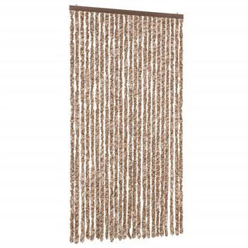Cortina Antimoscas Chenilla Beige Y Marrón Oscuro 100x220 Cm Vidaxl