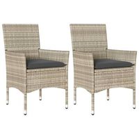 pack 2 uds sillones de jardin  silla de jardin  silla de exterior con cojines ratan sintetico gris