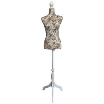 Maniquí De Madera Y Espuma Forrado De Tela Roja 24x37,5x168