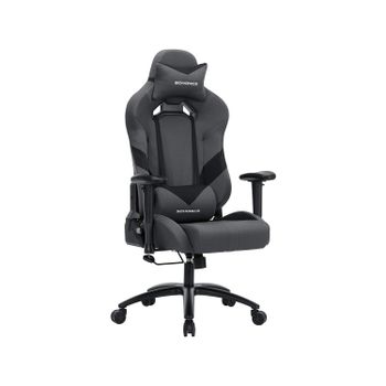 Silla de Escritorio con Reposacabezas Cojín, Gris-Negro