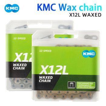 Cadena de Bicicleta KMC de 12 Velocidades X12L, Ligera, para Bicicleta de Montaña y Carretera, 126 Eslabones Encerados, Compatible con Shimano M8100 R7100 R8100
