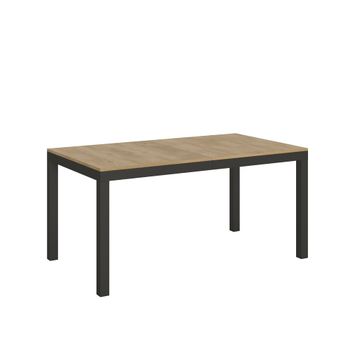 Mesa extensible 90x160/420 cm roble natural estructura antracita