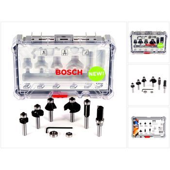 Juego De 6 Fresas De Corte Y Canteado Bosch Con Mandril Técnico De 8 Mm, Plata